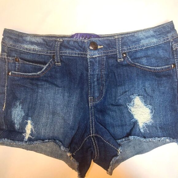 jean shorts, distressed  with frayed hem, juniors size 11 - Picture 1 of 5